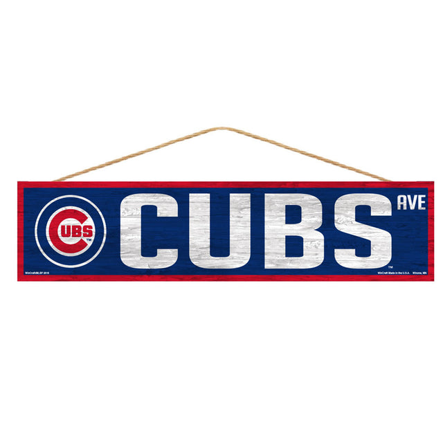 Letrero de los Chicago Cubs de 4 x 17 pulgadas con diseño de Wood Avenue