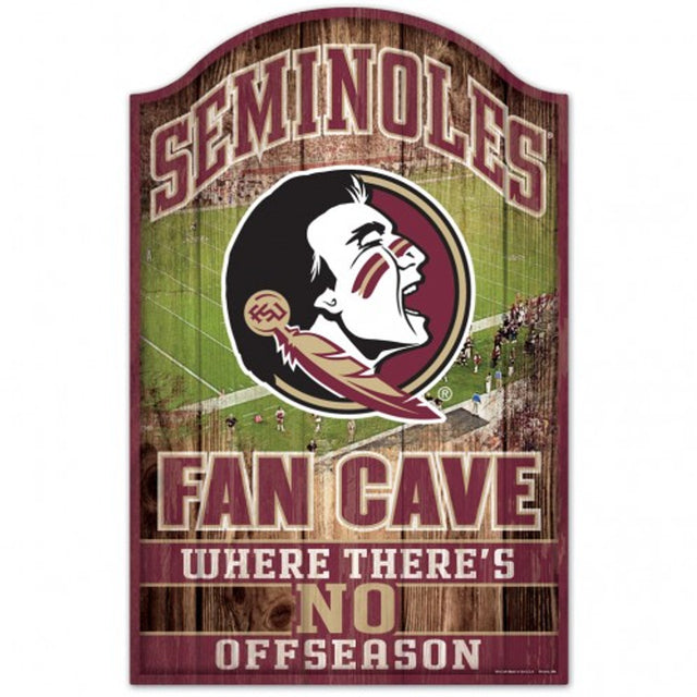 Letrero de madera de 11 x 17 de los Florida State Seminoles con diseño de cueva de abanico