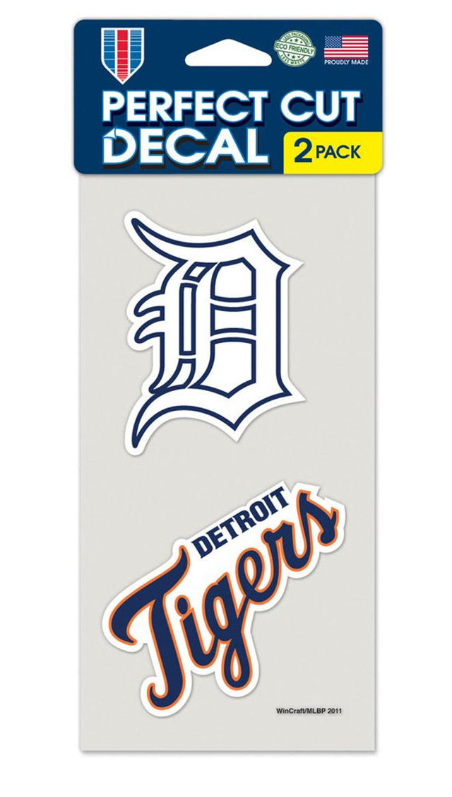 Juego de 2 calcomanías de los Detroit Tigers, corte perfecto, 4 x 4