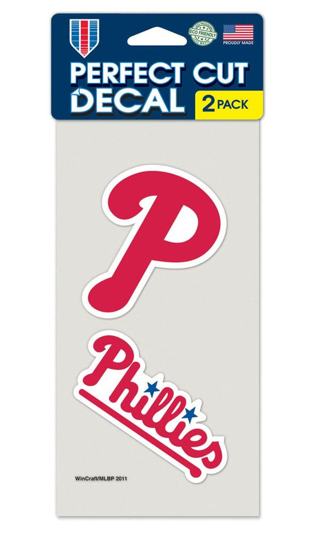 Calcomanía de los Philadelphia Phillies, corte perfecto, 4 x 4, juego de 2