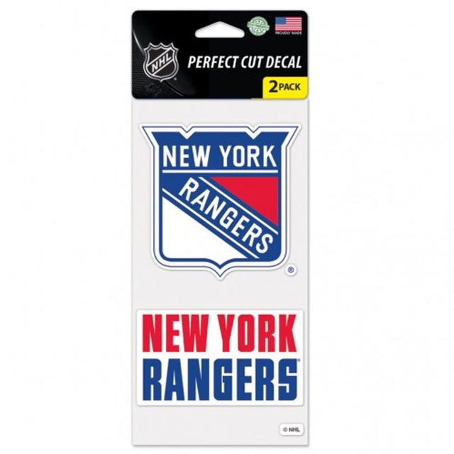 Juego de 2 calcomanías de los New York Rangers, corte perfecto, 4 x 4