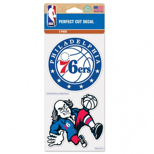 Calcomanía de los Philadelphia 76ers, corte perfecto, 4 x 4, juego de 2