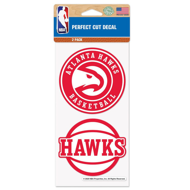 Juego de 2 calcomanías de los Atlanta Hawks de corte perfecto de 4 x 4