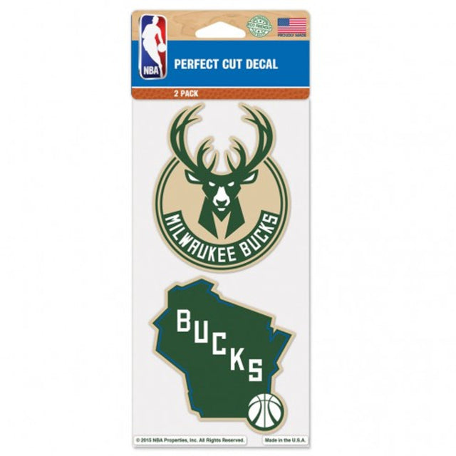 Juego de 2 calcomanías troqueladas de 4 x 4 de los Milwaukee Bucks