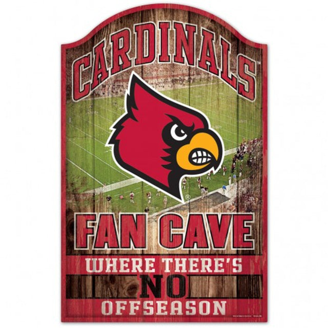 Letrero de madera de 11 x 17 de los Louisville Cardinals con diseño de cueva para fanáticos