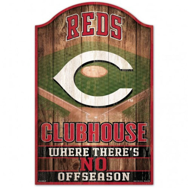 Letrero de madera de 11 x 17 de los Cincinnati Reds con diseño de cueva para fanáticos