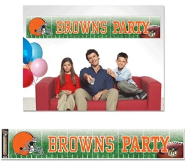 Pancarta de los Cleveland Browns de 12 x 65 estilo fiesta CO