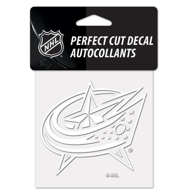 Calcomanía de Columbus Blue Jackets 4x4 Perfect Cut White