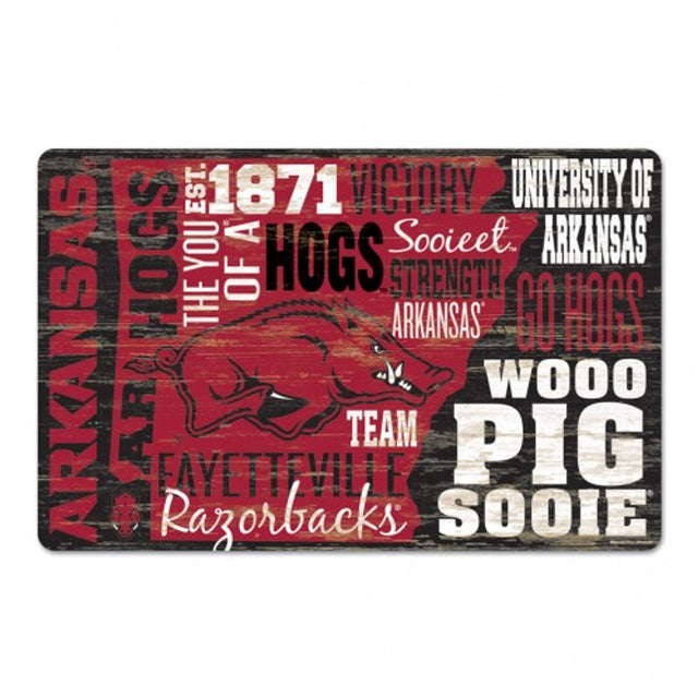 Letrero de madera de 11 x 17 de Arkansas Razorbacks con diseño de texto