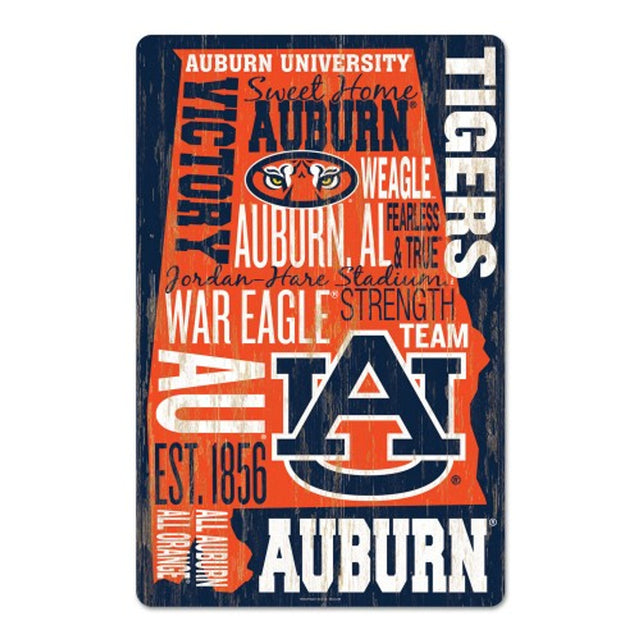 Letrero de madera de 11 x 17 de los Auburn Tigers con diseño de texto