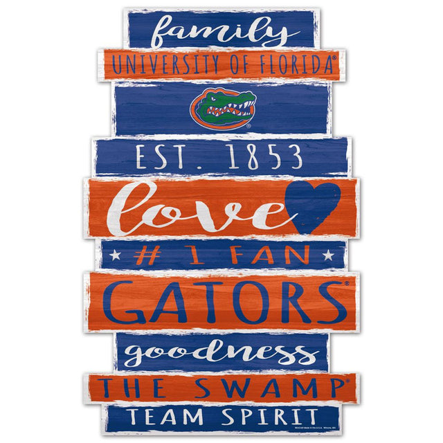 Letrero de madera de 11 x 17 de Florida Gators con diseño de palabras familiares