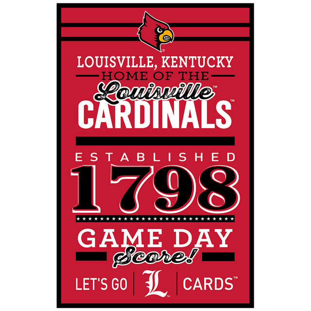 Letrero de madera de 11 x 17 de los Louisville Cardinals, diseño establecido