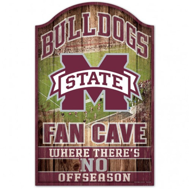 Letrero de madera de 11 x 17 pulgadas de Mississippi State Bulldogs con diseño de cueva para fanáticos