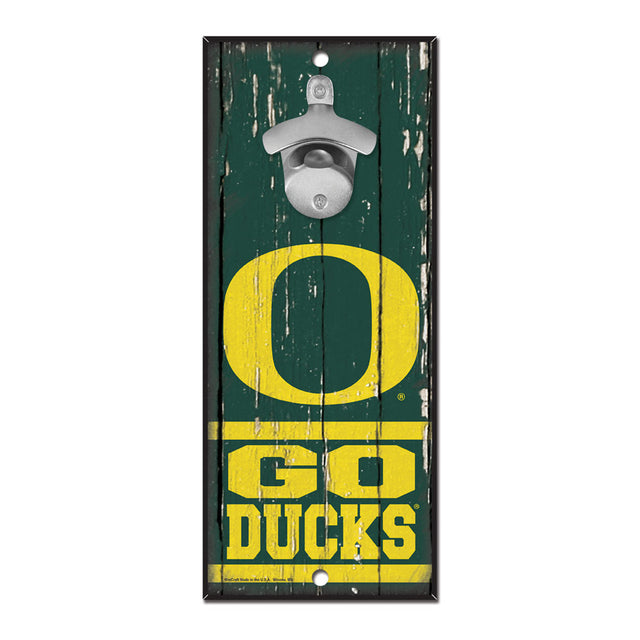 Abridor de botellas de madera de 5 x 11 con letrero de los Oregon Ducks