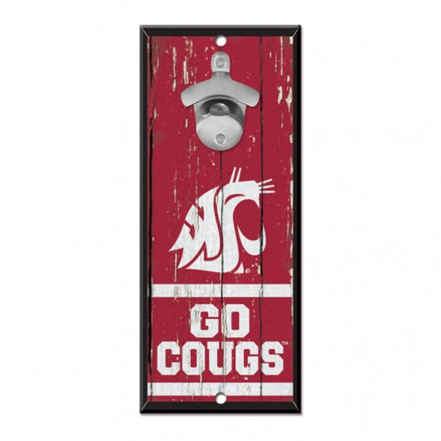 Abridor de botellas de madera de 5 x 11 pulgadas con letrero de los Washington State Cougars