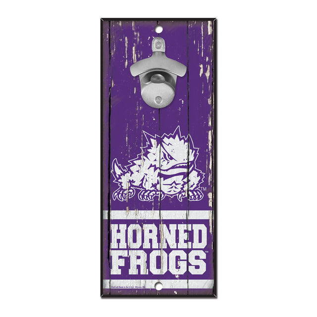 TCU Horned Frogs Sign Wood 5x11 Bottle Opener