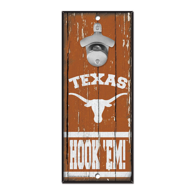 Letrero de madera de los Texas Longhorns, abridor de botellas de 5 x 11 pulgadas