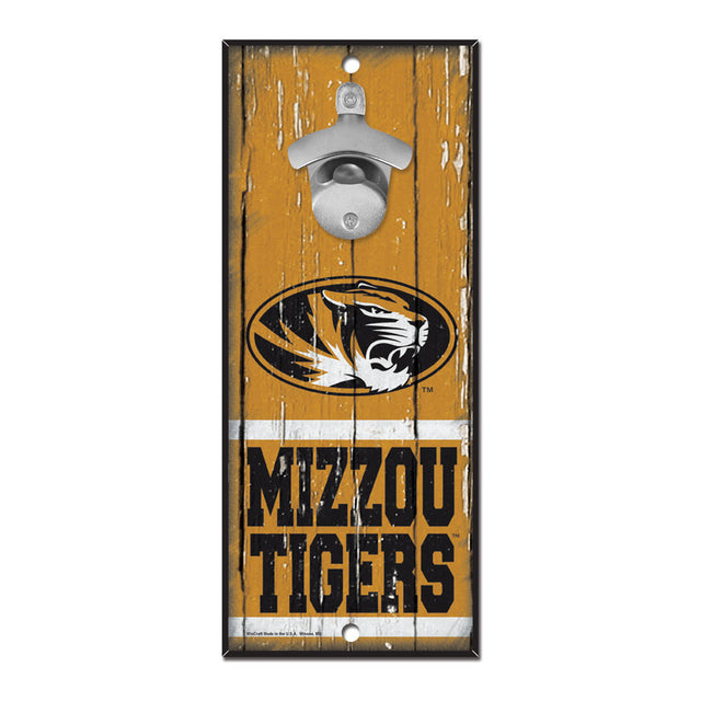 Abridor de botellas de madera de 5 x 11 pulgadas con letrero de los Missouri Tigers