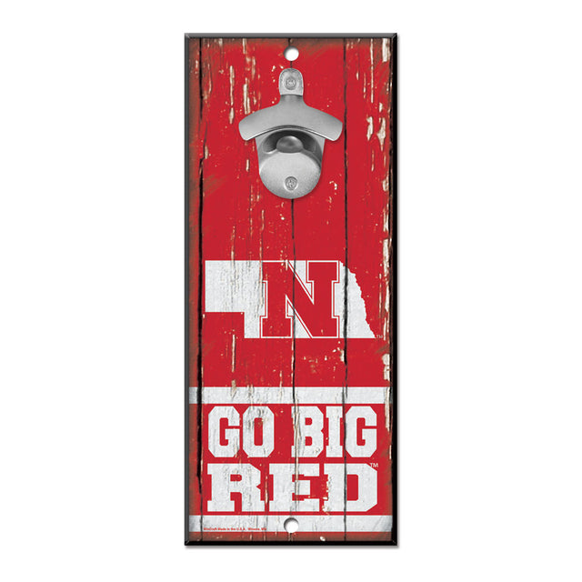 Letrero de madera de los Nebraska Cornhuskers, 5 x 11, abridor de botellas