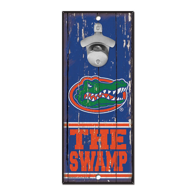 Abridor de botellas de madera de 5 x 11 pulgadas con letrero de los Florida Gators