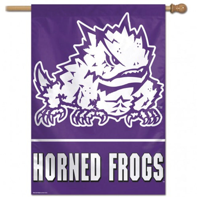 Banner vertical de ranas cornudas de la TCU de 28 x 40 pulgadas