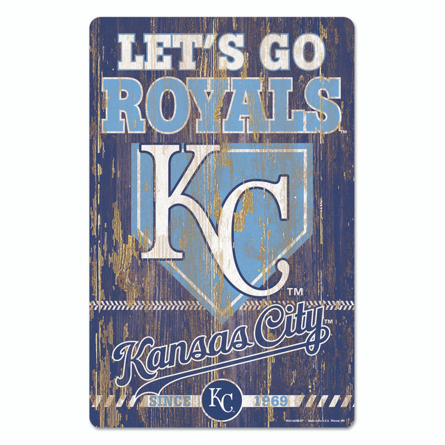 Letrero de madera de 11 x 17 de los Kansas City Royals con diseño de eslogan