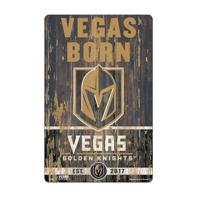 Letrero de madera de 11 x 17 de Vegas Golden Knights con diseño de eslogan