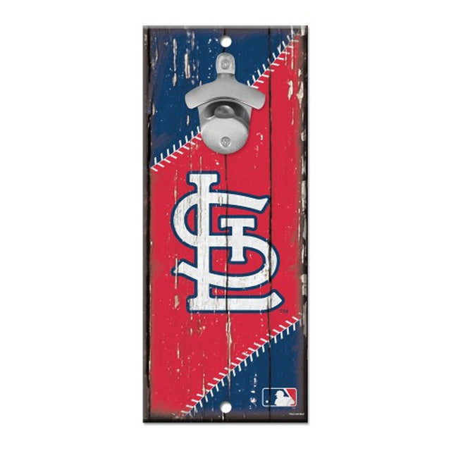 Abridor de botellas de madera de 5 x 11 pulgadas con letrero de los St. Louis Cardinals