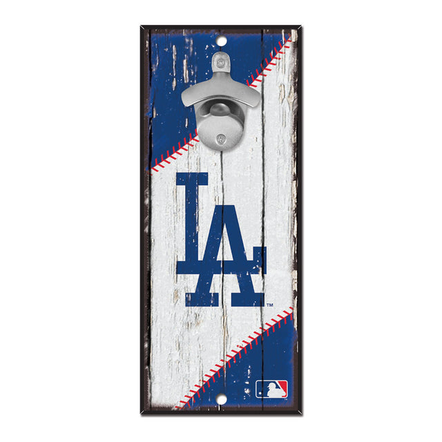 Abridor de botellas de madera de 5 x 11 pulgadas con letrero de Los Angeles Dodgers