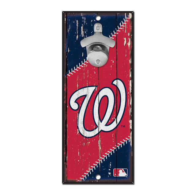 Abridor de botellas de madera de 5 x 11 pulgadas con letrero de los Washington Nationals