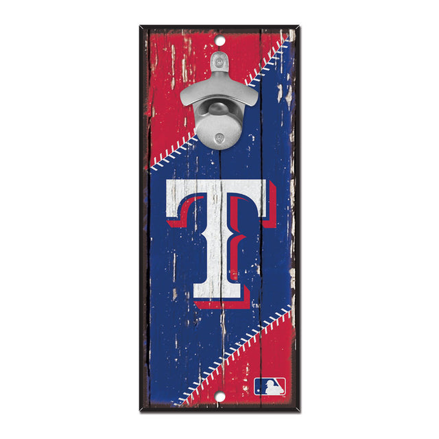 Texas Rangers Sign Wood 5x11 Bottle Opener