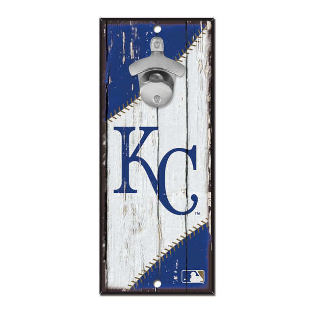 Abridor de botellas de madera de 5 x 11 pulgadas con letrero de los Kansas City Royals