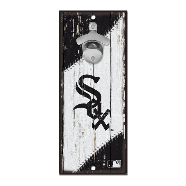 Abridor de botellas de madera de 5 x 11 pulgadas con letrero de los White Sox de Chicago