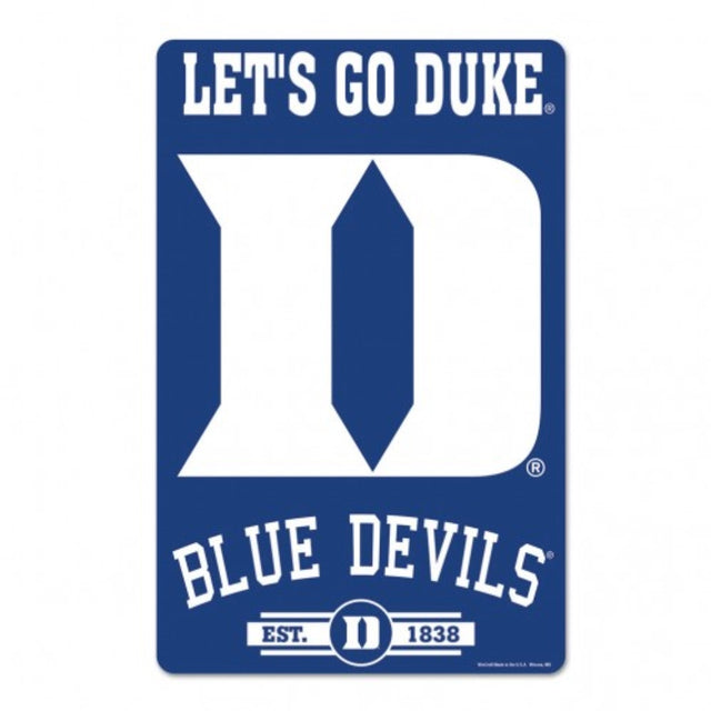 Letrero de madera de 11 x 17 de Duke Blue Devils con diseño de eslogan