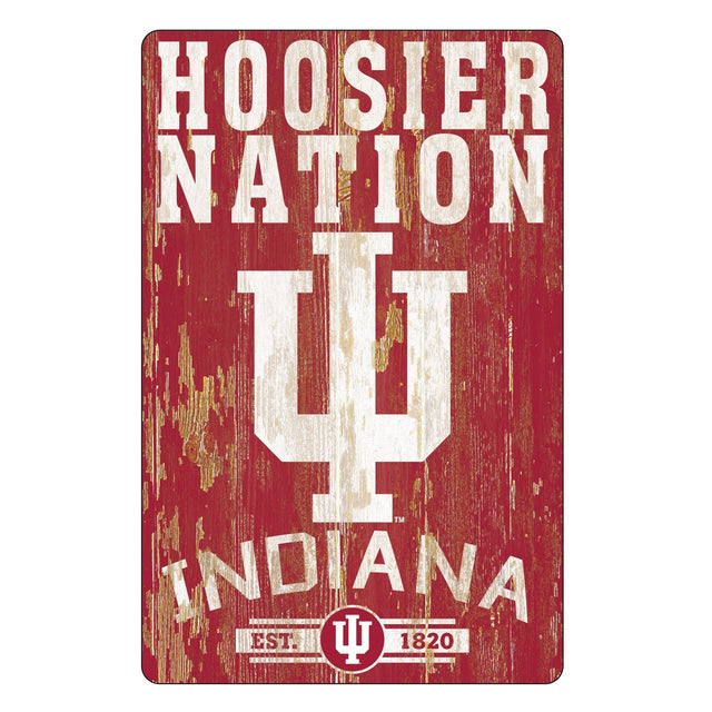 Letrero de madera de 11 x 17 de Indiana Hoosiers con diseño de eslogan