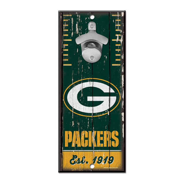 Letrero de madera de los Green Bay Packers, abridor de botellas de 5 x 11 pulgadas