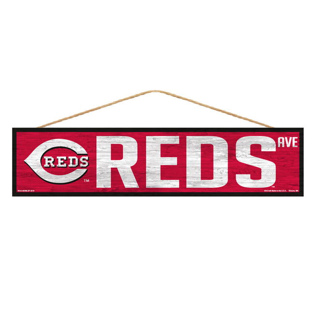 Cartel de los Cincinnati Reds de 4 x 17 pulgadas con diseño de Wood Avenue