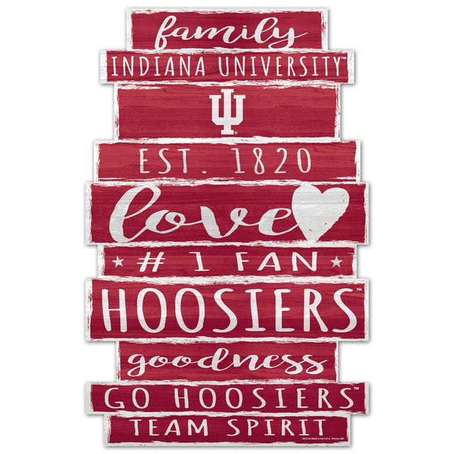 Letrero de madera de 11 x 17 de Indiana Hoosiers con diseño de palabras familiares