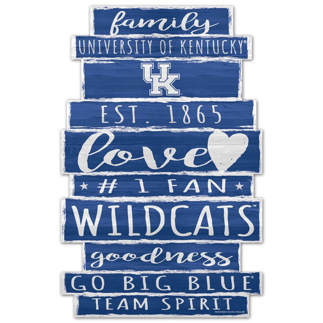 Letrero de madera de Kentucky Wildcats de 11 x 17 con diseño de palabras familiares