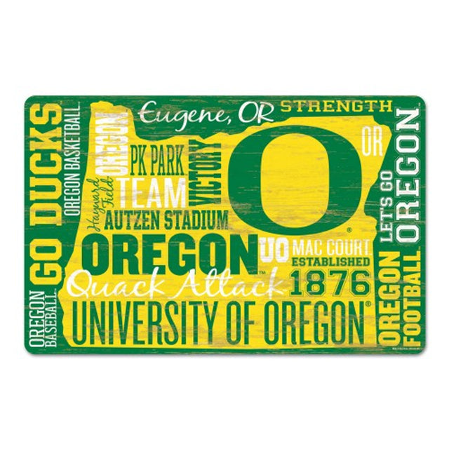 Letrero de madera de 11 x 17 de los Oregon Ducks con diseño de Wordage