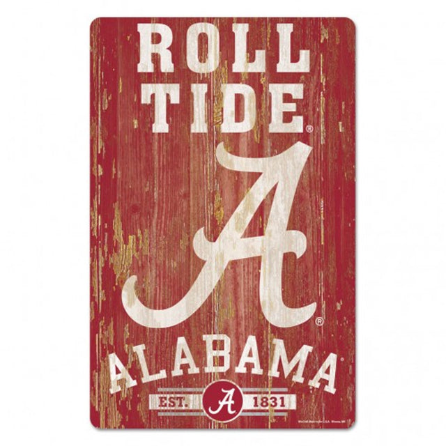 Letrero de madera de 11 x 17 de Alabama Crimson Tide con diseño de eslogan