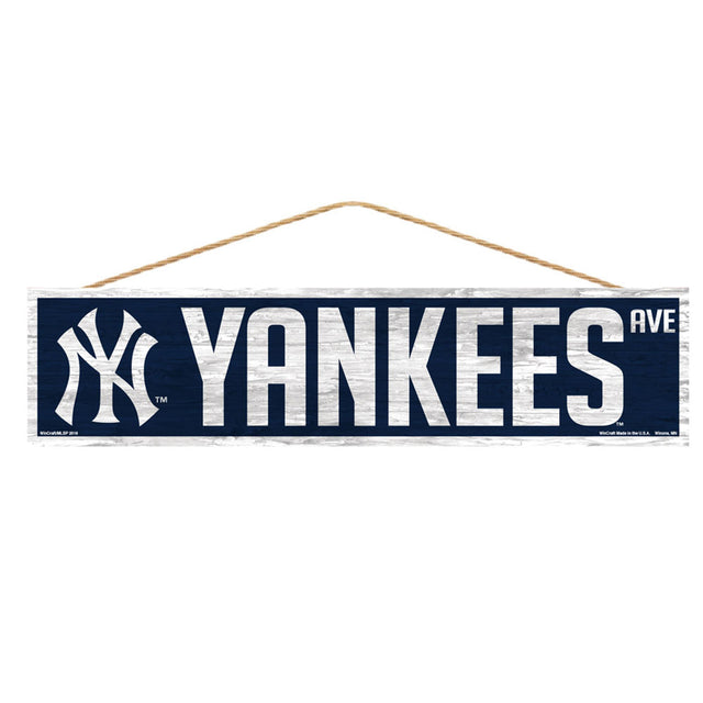 Letrero de los Yankees de Nueva York de 4 x 17 pulgadas con diseño de Wood Avenue