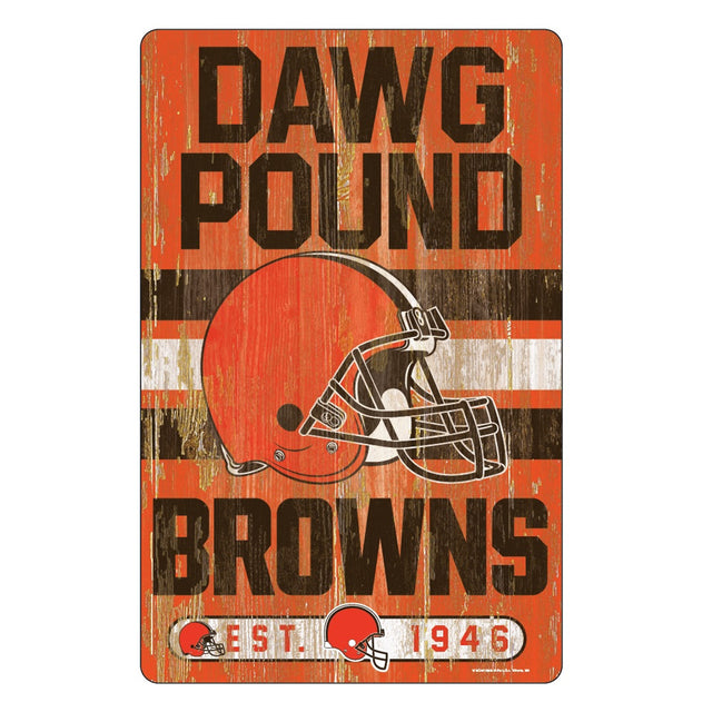 Letrero de madera de 11 x 17 de los Cleveland Browns con diseño de eslogan