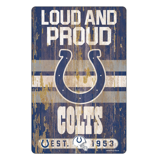 Indianapolis Colts Sign 11x17 Wood Slogan Design