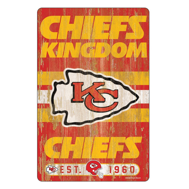 Letrero de madera de 11 x 17 de los Kansas City Chiefs con diseño de eslogan