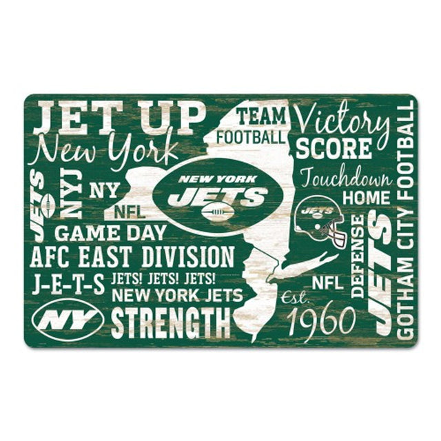 Letrero de madera de 11 x 17 de los New York Jets con diseño de texto