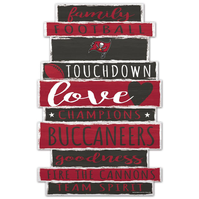 Letrero de madera de 11 x 17 de los Tampa Bay Buccaneers con diseño de palabras familiares