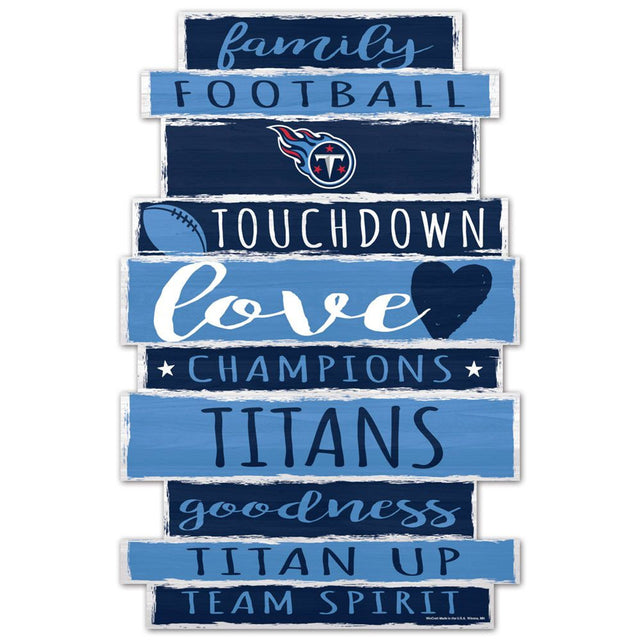 Letrero de madera de Tennessee Titans de 11 x 17 con diseño de palabras familiares