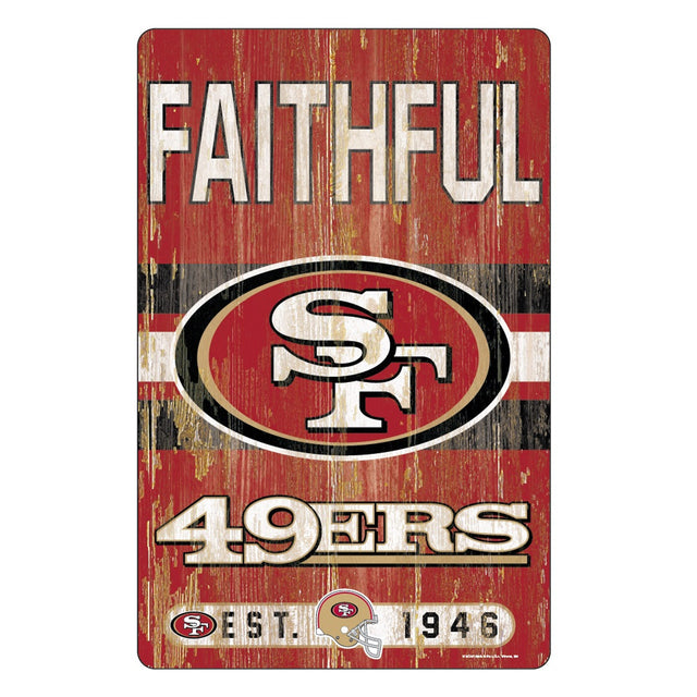 Letrero de madera de 11 x 17 de los San Francisco 49ers con diseño de eslogan