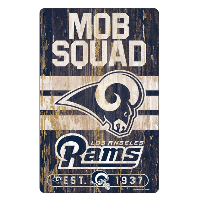 Letrero de madera de 11 x 17 de Los Angeles Rams con diseño de eslogan